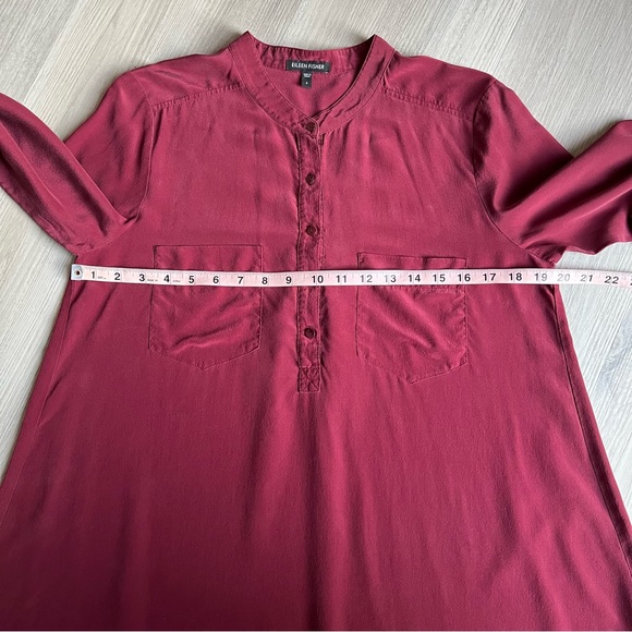 Eileen Fisher Silk Small Burgundy/Maroon Blouse Shirt - Picture 12 of 16